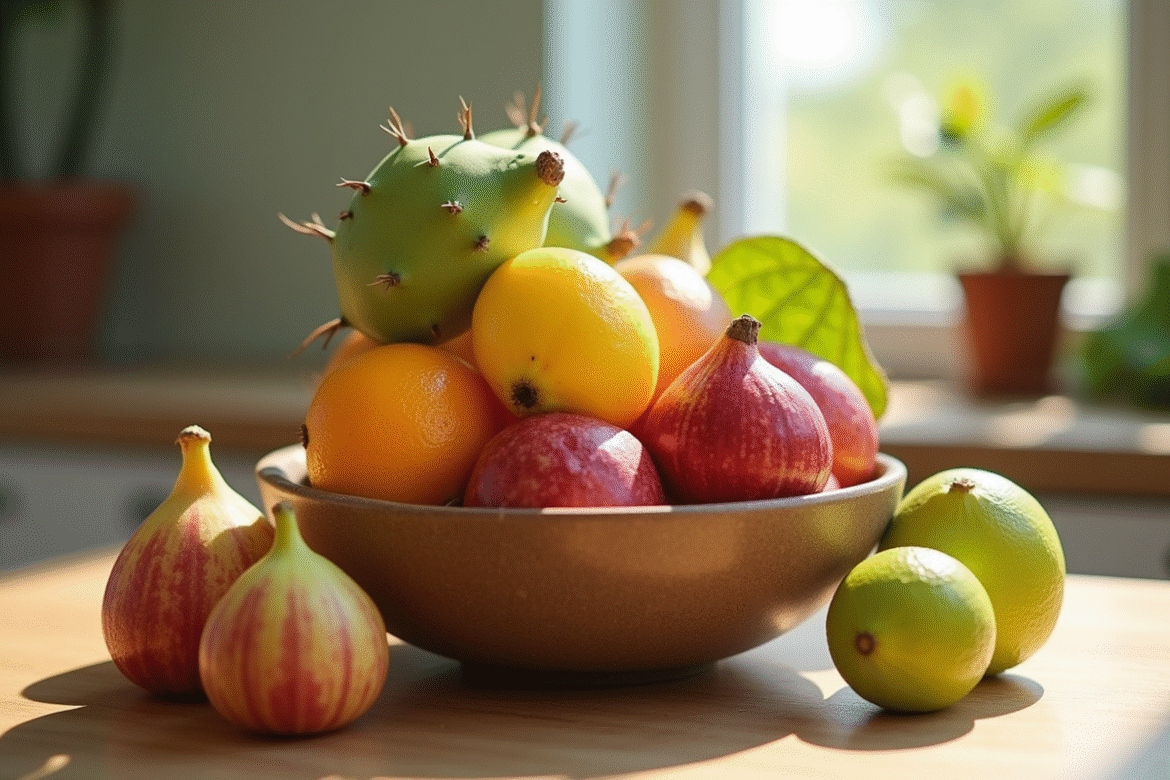 Assortiment de fruits avec figues et lime indonésienne colorés