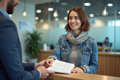 Jeune femme souriante dans une mairie moderne