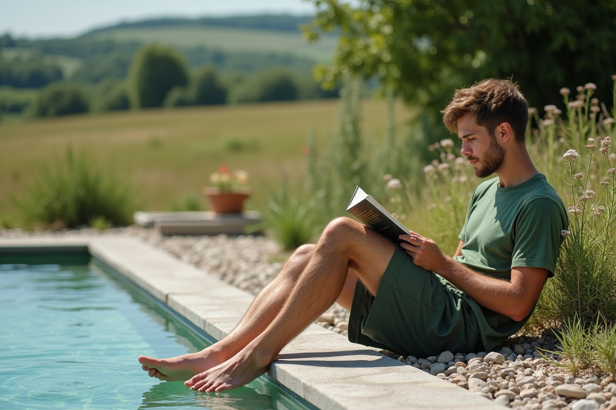 Jeune homme lisant au bord d